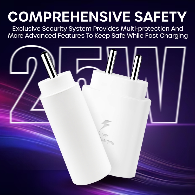 White Samsung 25W USB-C Super Fast Charger Adapter | Compatible with Samsung Galaxy S23, S23+, S23 Ultra, S24, S24+, S24 Ultra, S25, S25+, S25 Ultra, S26, S26+, S26 Ultra, A14 5G, A24, A34 5G, A54 5G, A35 5G, A55 5G, A56 5G, A36 5G, A26 5G, M04, M13, M14