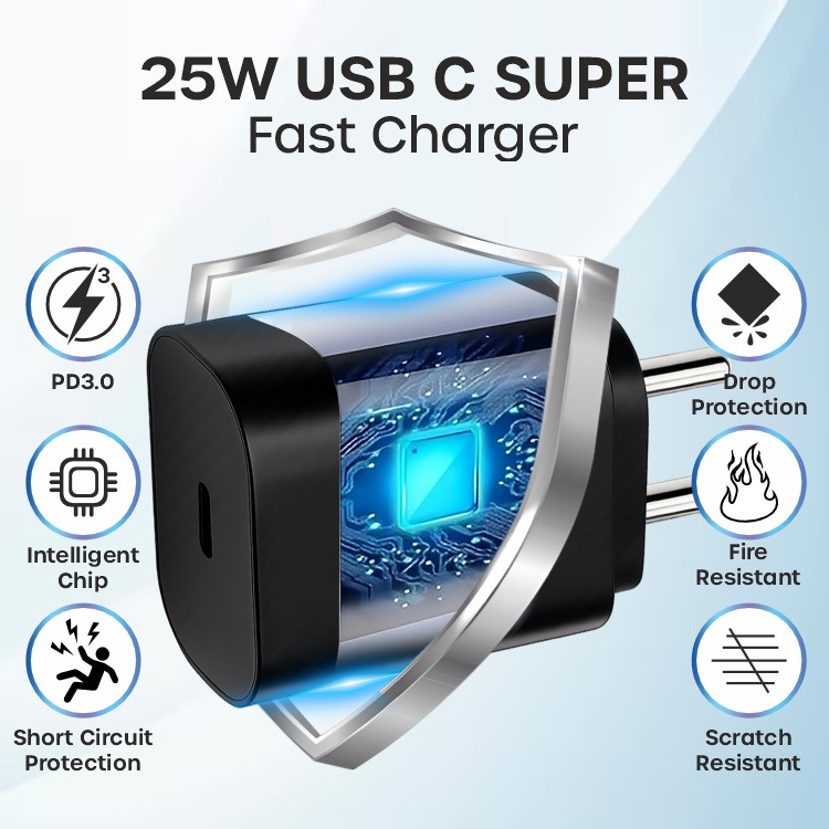 Black Samsung 25W USB-C Super Fast Charger Adapter | Compatible with Samsung Galaxy S23, S23+, S23 Ultra, S24, S24+, S24 Ultra, S25, S25+, S25 Ultra, S26, S26+, S26 Ultra, A14 5G, A24, A34 5G, A54 5G, A35 5G, A55 5G, A56 5G, A36 5G, A26 5G, M04, M13, M14