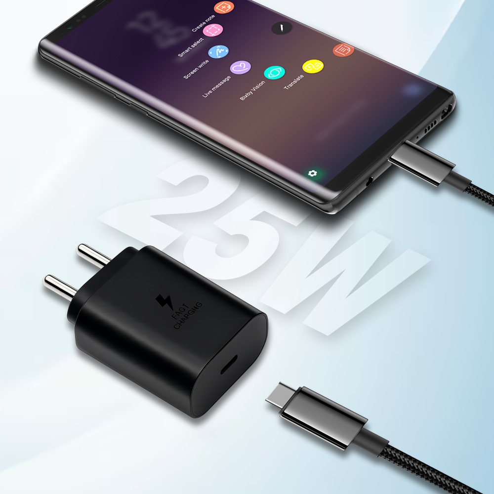 Black Samsung 25W USB-C Super Fast Charger Adapter | Compatible with Samsung Galaxy S23, S23+, S23 Ultra, S24, S24+, S24 Ultra, S25, S25+, S25 Ultra, S26, S26+, S26 Ultra, A14 5G, A24, A34 5G, A54 5G, A35 5G, A55 5G, A56 5G, A36 5G, A26 5G, M04, M13, M14