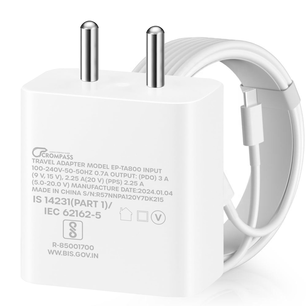 White Samsung 45W Super Fast Charging Travel Adapter (Without Cable), Black | Original Samsung Wall Charger for Galaxy S24, S23, Note20, Z Fold & More