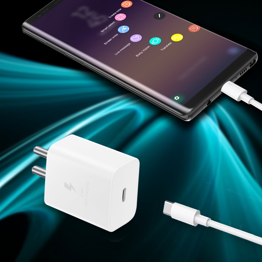 White Samsung 45W Super Fast Charging Travel Adapter (Without Cable), Black | Original Samsung Wall Charger for Galaxy S24, S23, Note20, Z Fold & More