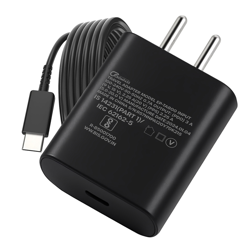 Black Samsung 45W Super Fast Charging Travel Adapter (Without Cable), Black | Original Samsung Wall Charger for Galaxy S24, S23, Note20, Z Fold & More