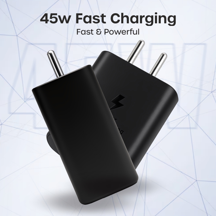 Black Samsung 45W Super Fast Charging Travel Adapter (Without Cable), Black | Original Samsung Wall Charger for Galaxy S24, S23, Note20, Z Fold & More