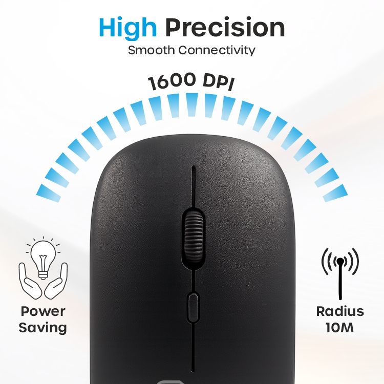 Crompass Bluetooth 5.0 Silent Mouse – Compact, Portable, Dongle-Free, Multi-Device, Microsoft Swift Pair, 3-Level Adjustable DPI up to 2400, Long Battery Life