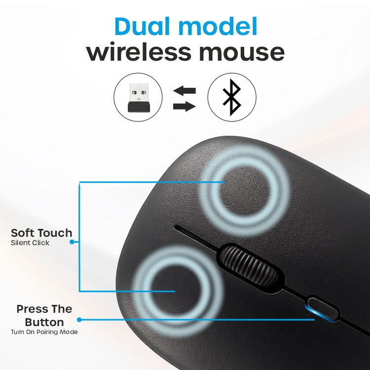 Crompass Bluetooth 5.0 Silent Mouse – Compact, Portable, Dongle-Free, Multi-Device, Microsoft Swift Pair, 3-Level Adjustable DPI up to 2400, Long Battery Life