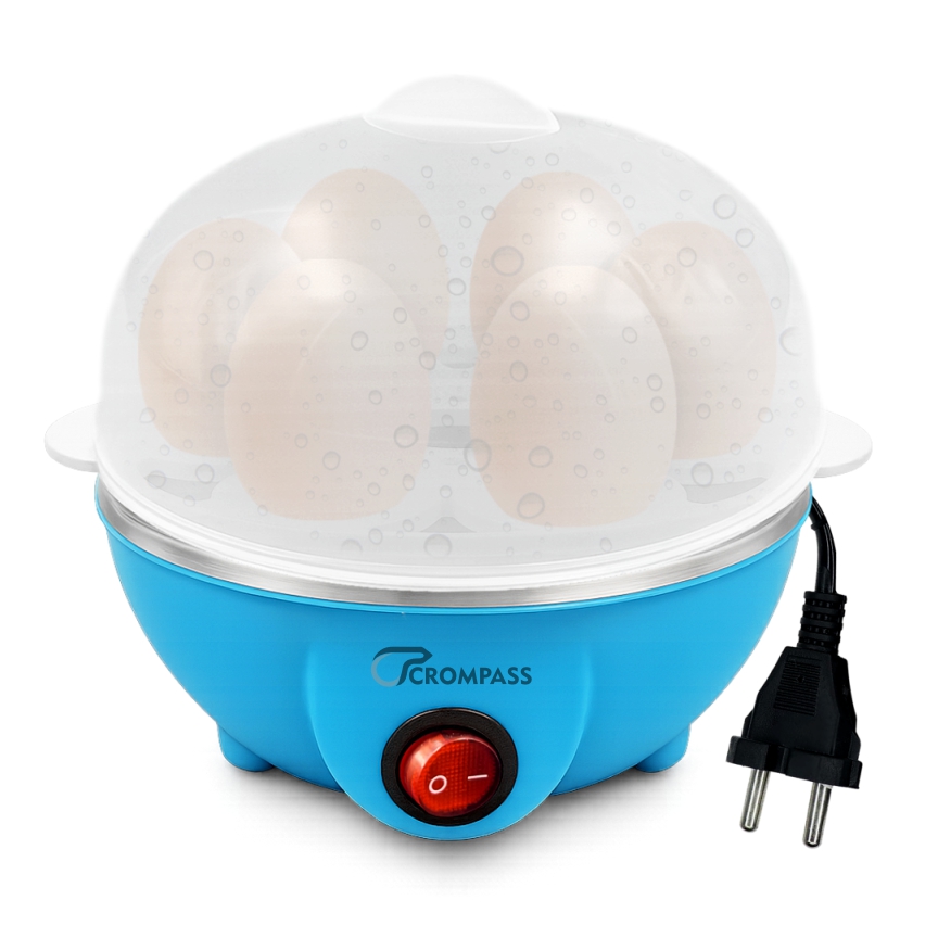 Crompass Smart Instant Electric Egg Boiler 360W | Automatic Cut-Off Egg Cooker & Steamer | 3 Boiling Modes (Soft, Medium, Hard) | Stainless Steel Heating Plate | Boil Up to 7 Eggs