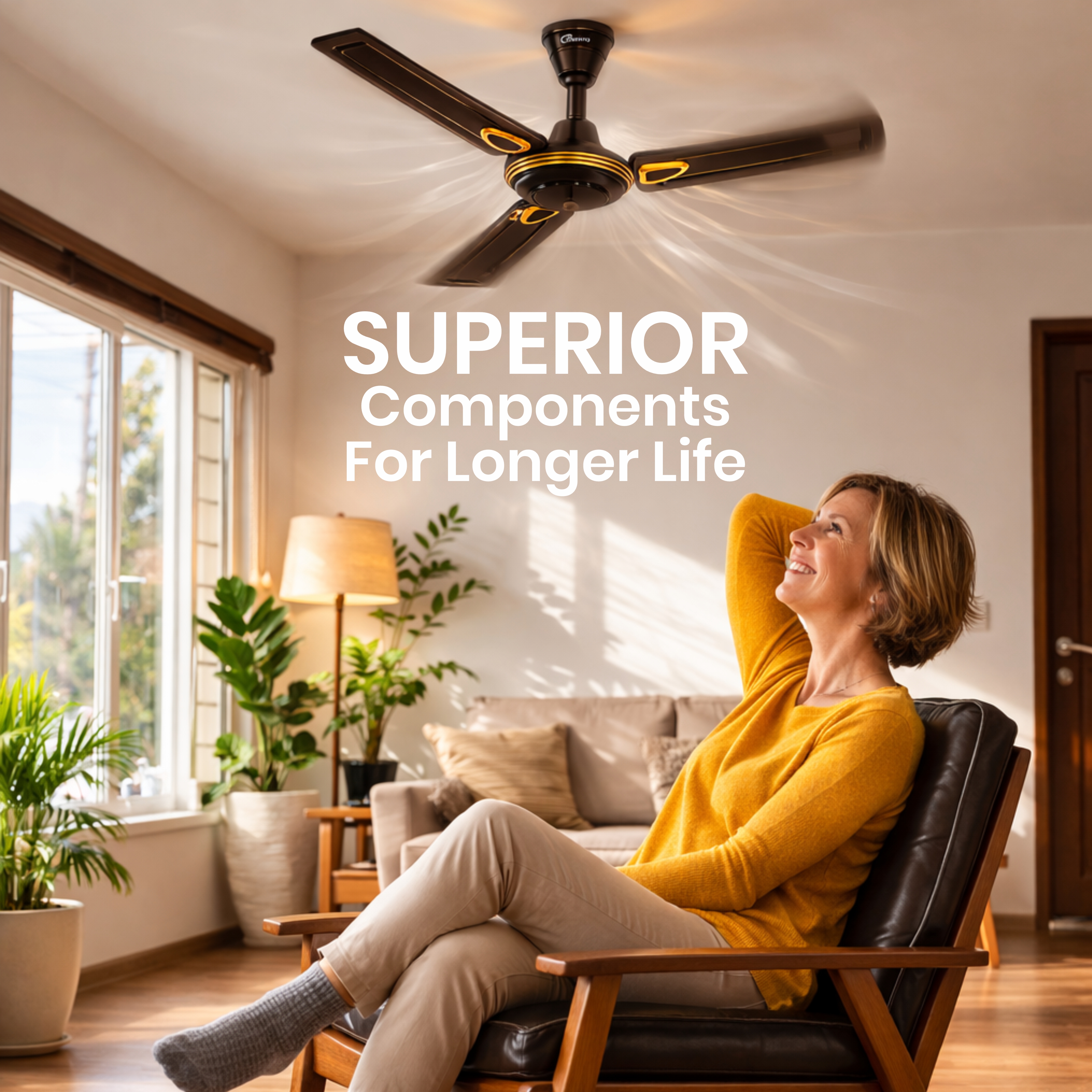 1200 mm Ceiling Fan for Home, Energy Efficient Fan, Superior Air Delivery, HighSpeed, 2 Years Warranty, Pack of 1
