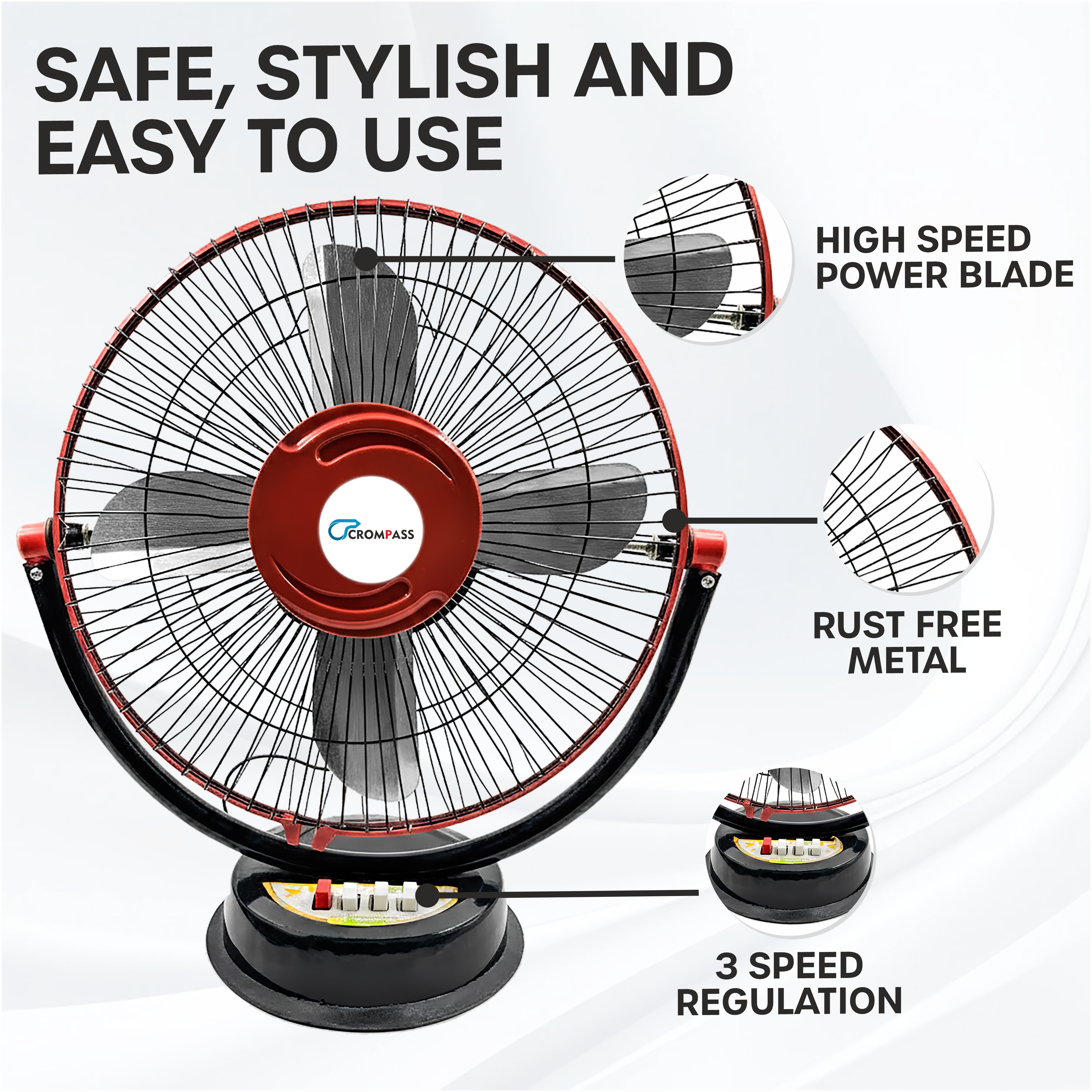 Table Fan 12 Inch (400 mm) | High Air Delivery | 3 Speed Control | Low Noise | Table Fan for Home - Office & Shop | 1 Year Warranty