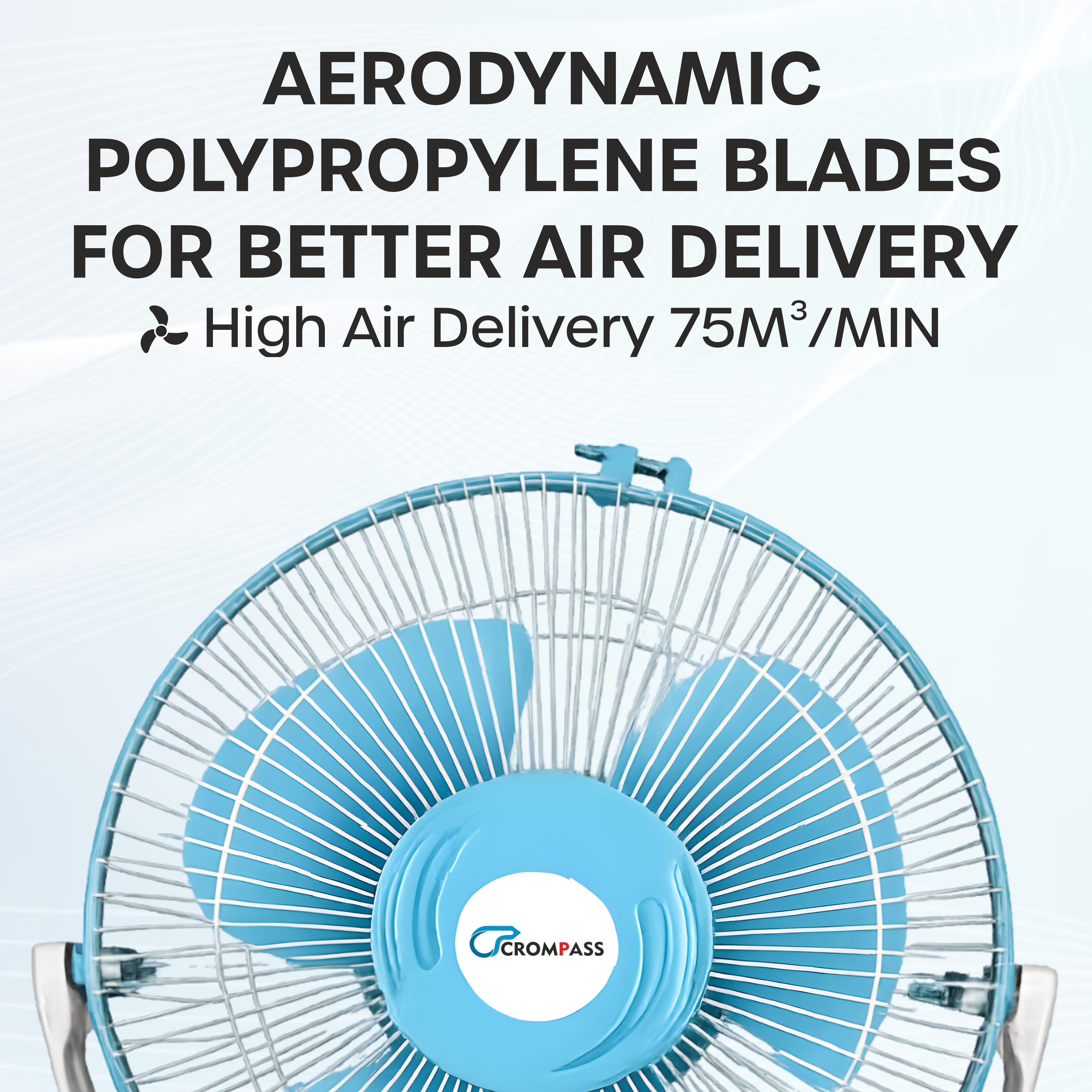 Crompass Electric Table Fan 12 Inch (400 mm) |2400 RPM Powerful Motor| High Air Delivery | 3 Speed Control | 90° Oscillation | Silent Operation | Table Fan for Home & Office | 1 Year Warranty (White)