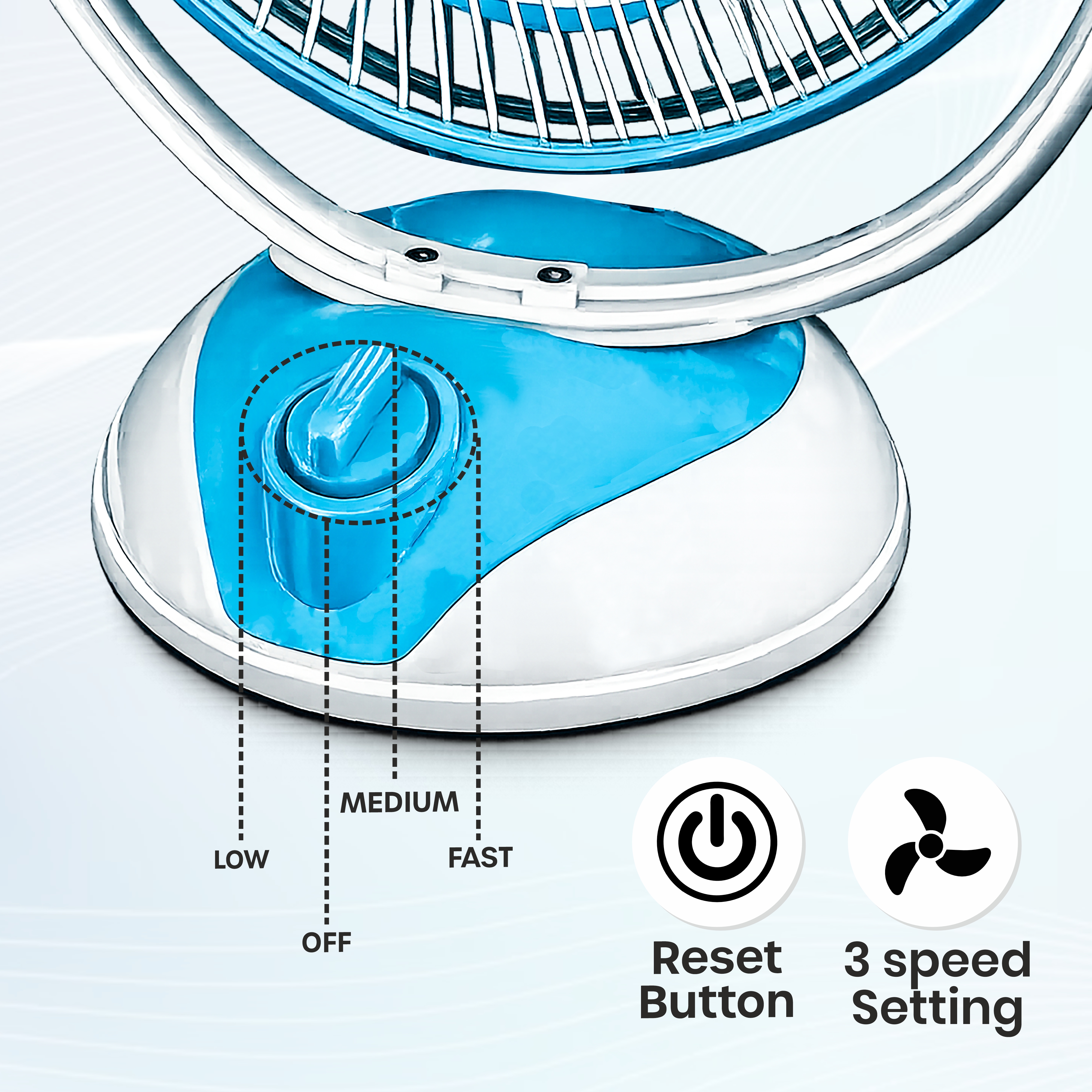 Crompass Electric Table Fan 12 Inch (400 mm) |2400 RPM Powerful Motor| High Air Delivery | 3 Speed Control | 90° Oscillation | Silent Operation | Table Fan for Home & Office | 1 Year Warranty (White)