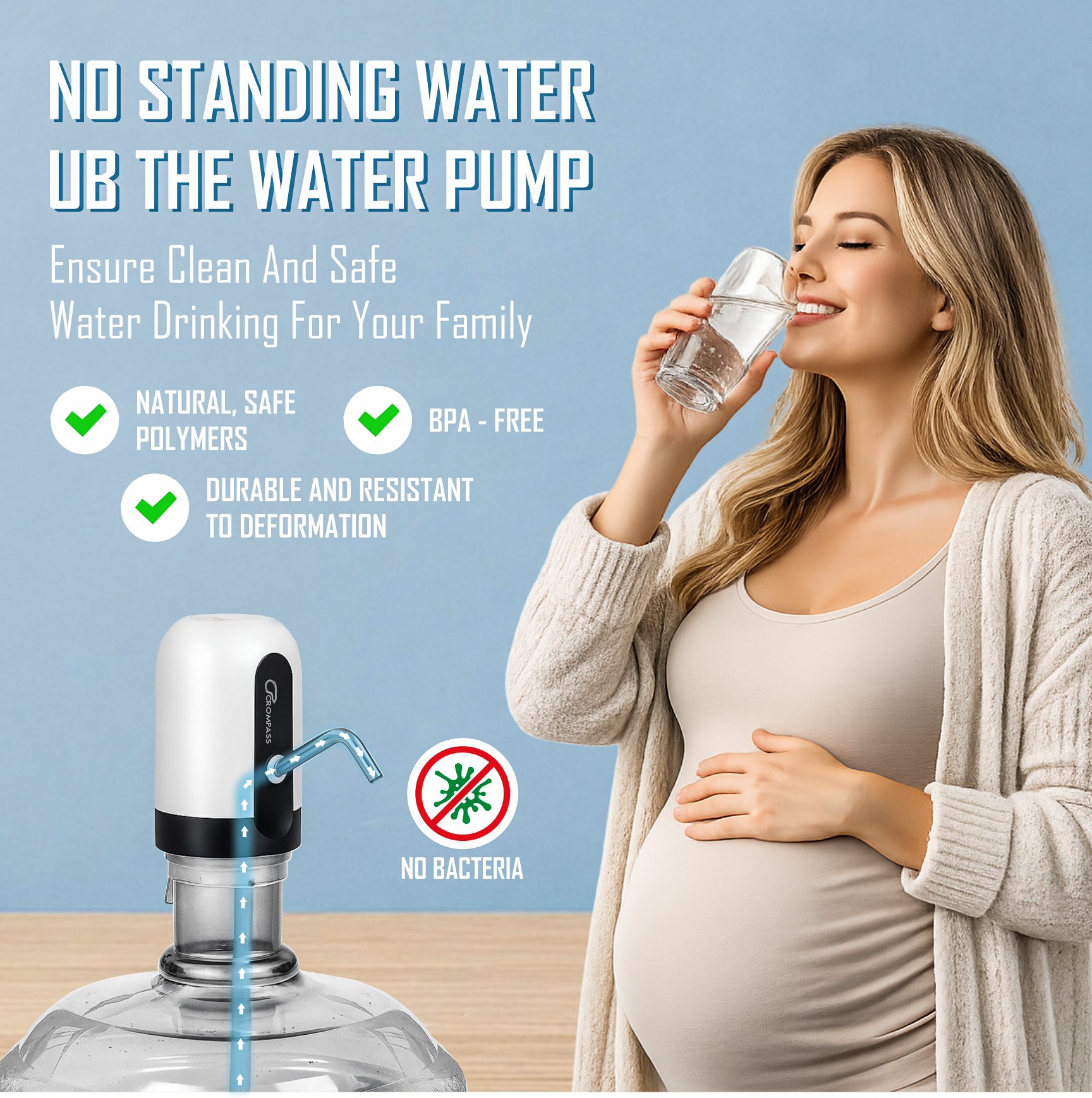 Automatic Wireless Water Can Pump for 20L Bottle-USB Rechargeable Smart Dispenser