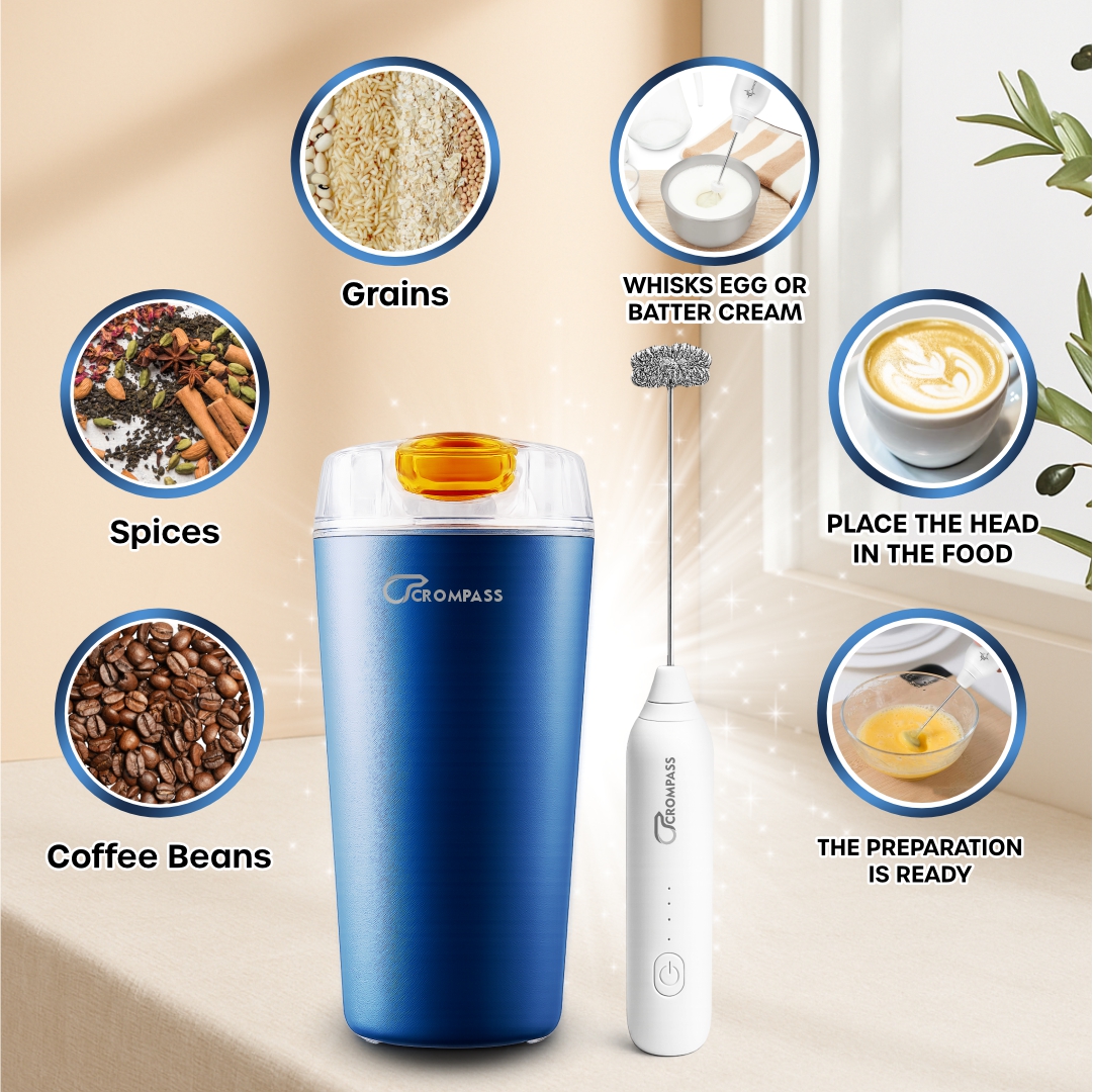 CROMPASS Electric Self-Stirring Protein Shaker & Coffee Frother Cup