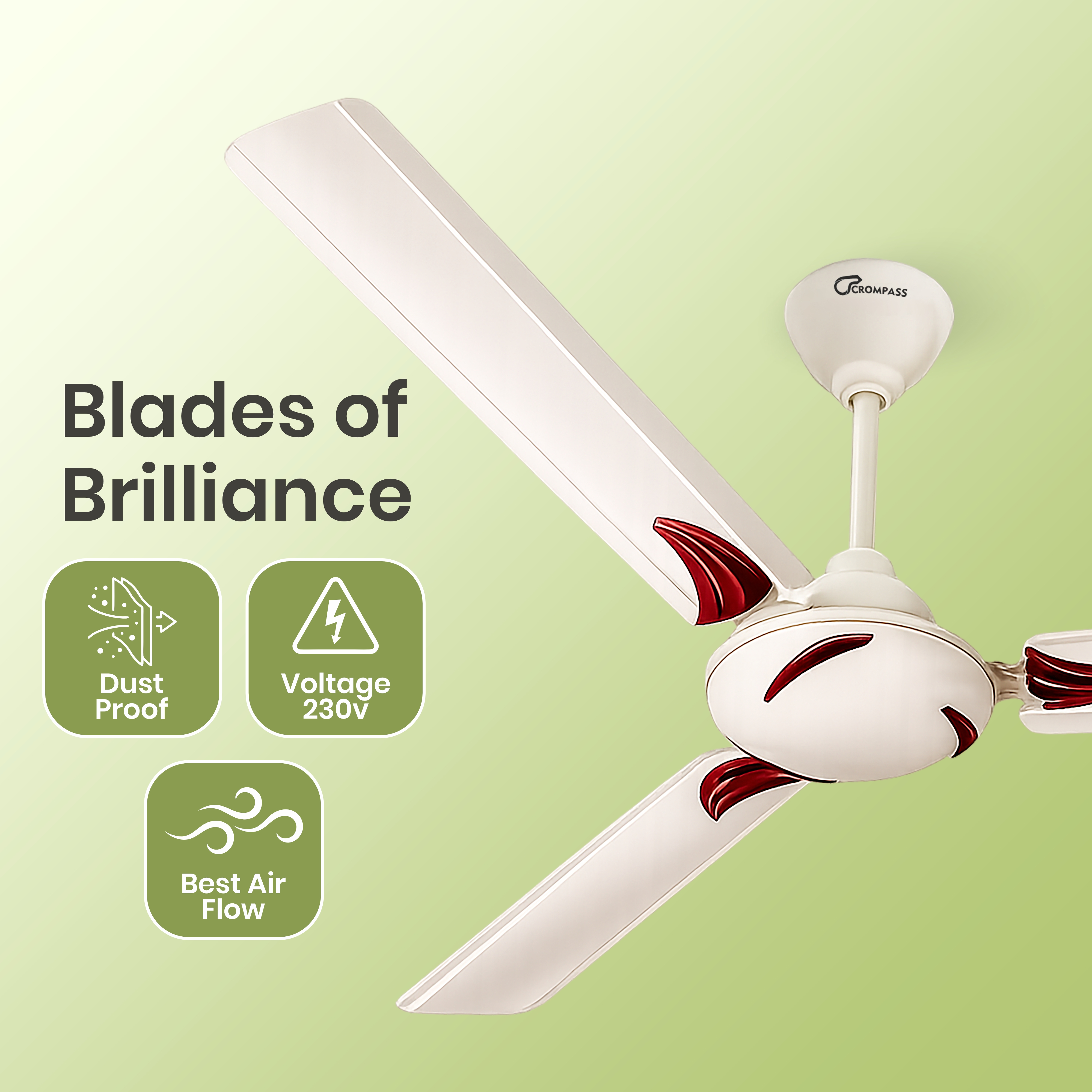 Crompass Ceiling Fan with Aluminium Blades