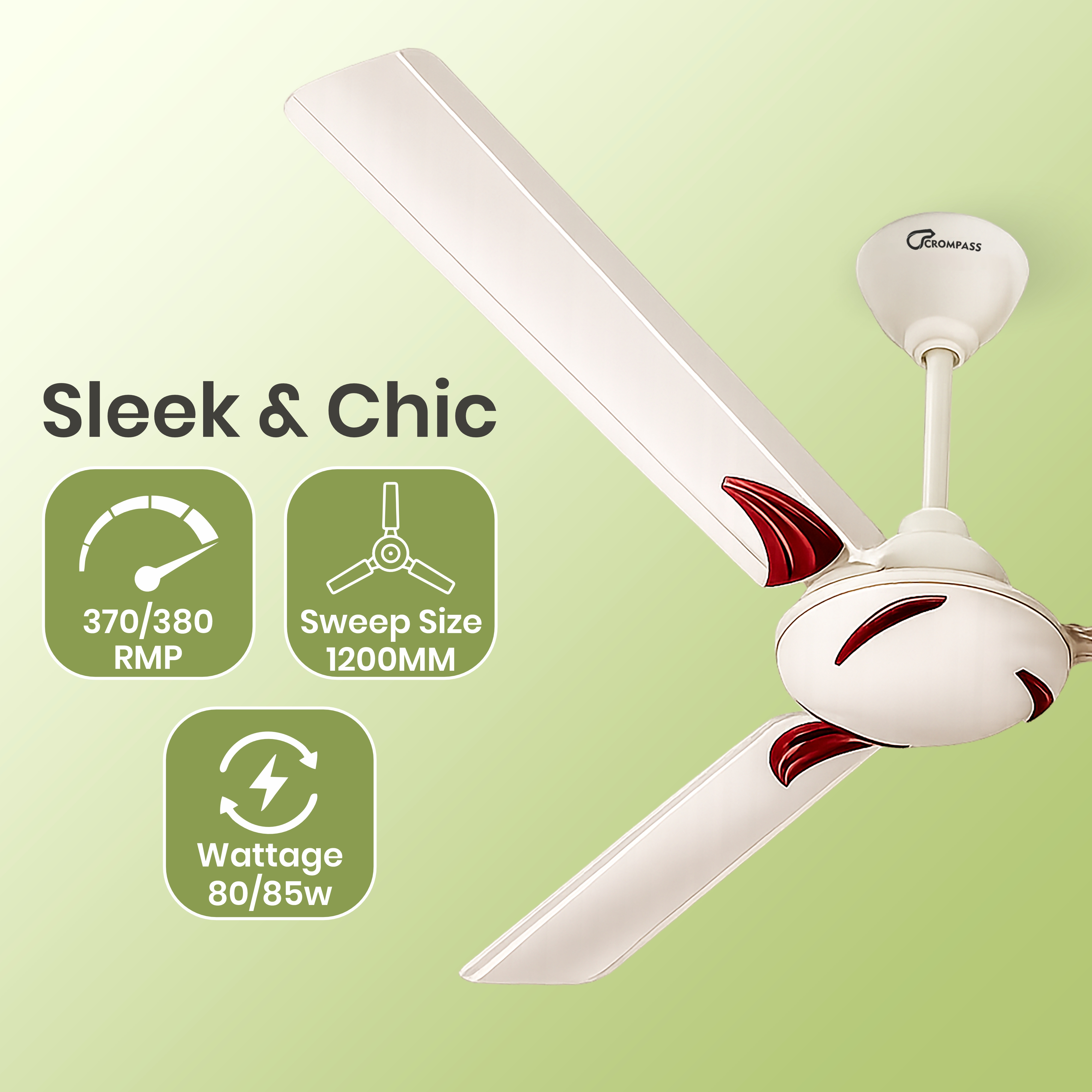 Crompass Ceiling Fan with Aluminium Blades