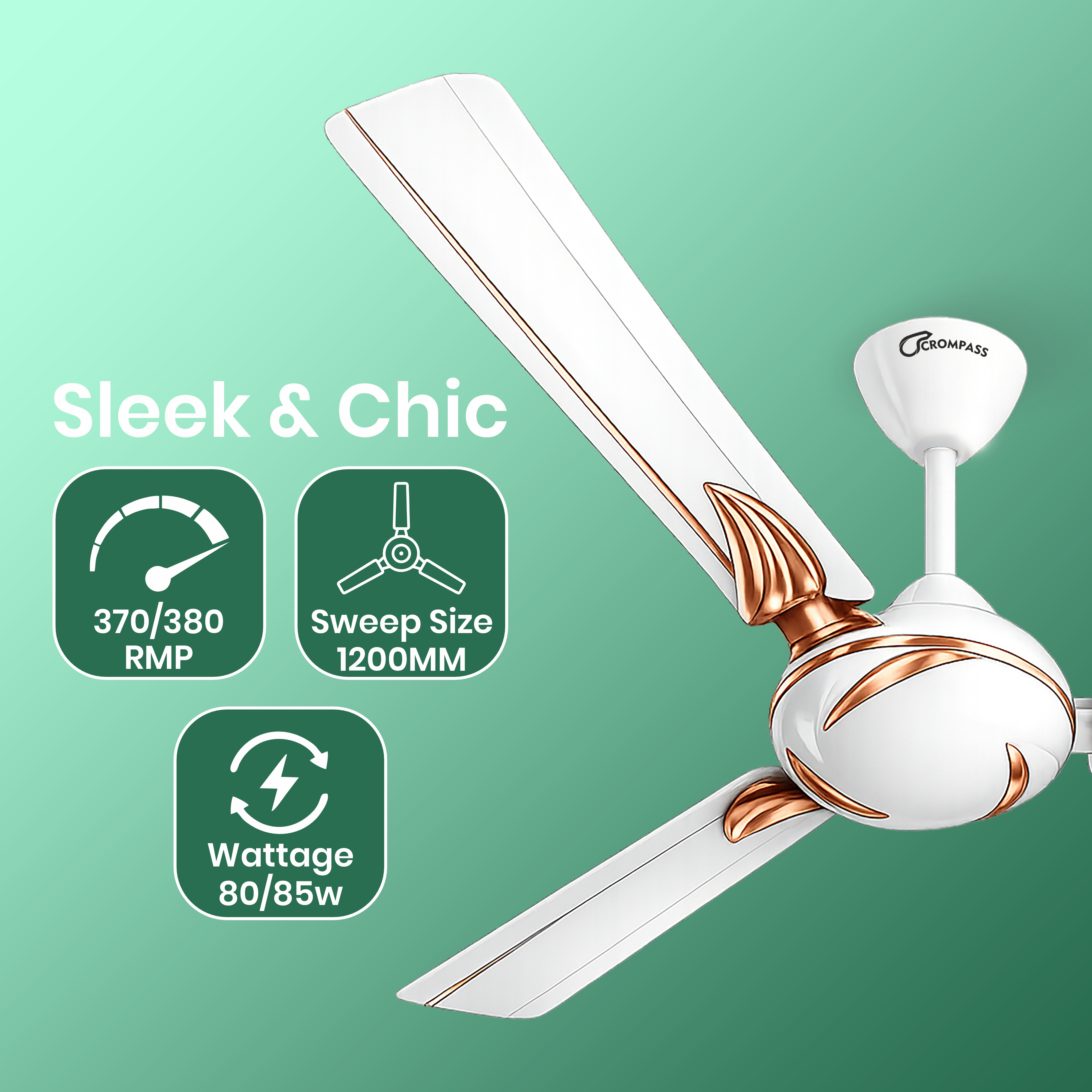 Crompass AeroCool High-Speed Ceiling Fan with Aluminium Blades
