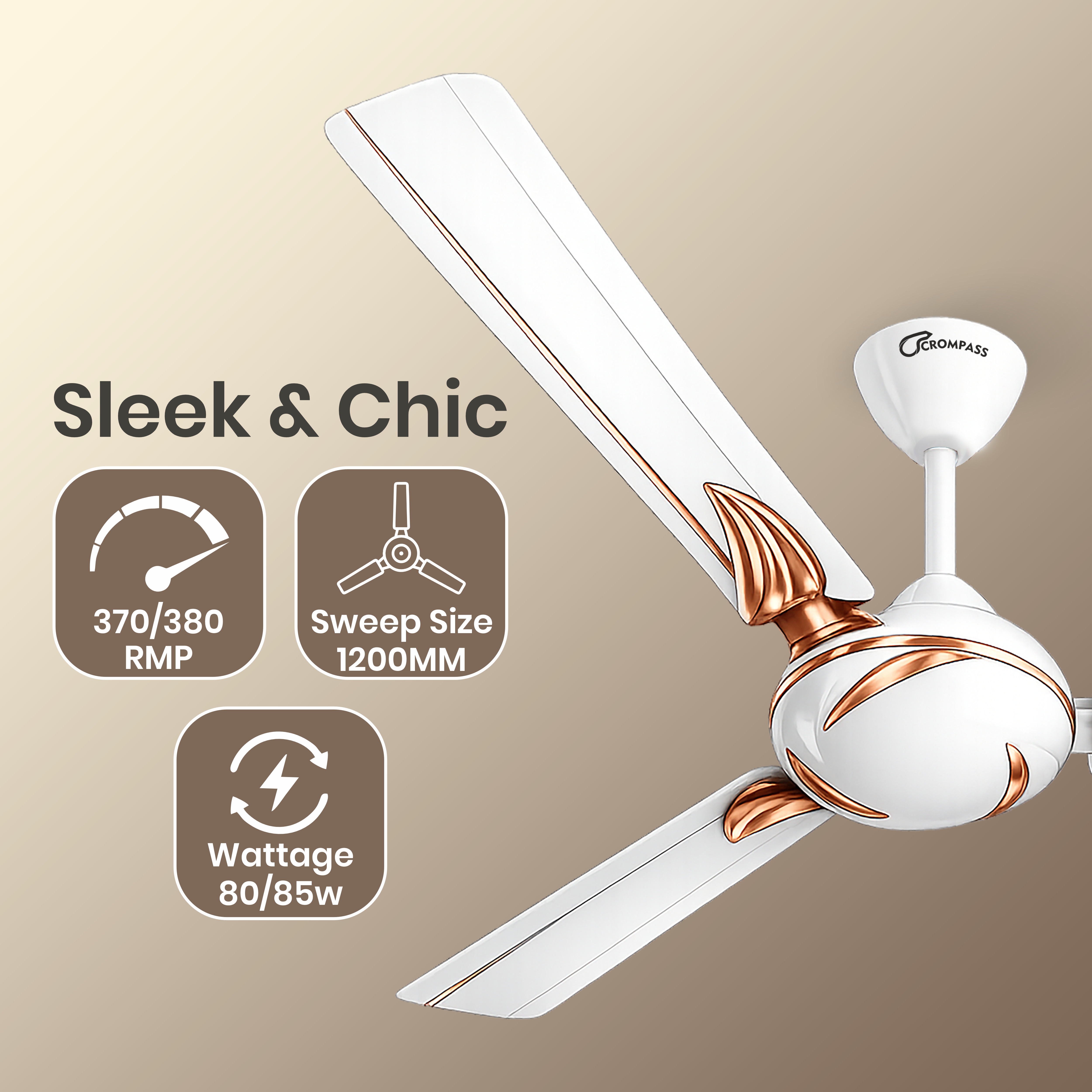 Crompass Durable Ceiling Fan with Stable Rotation & Superior Air Circulation