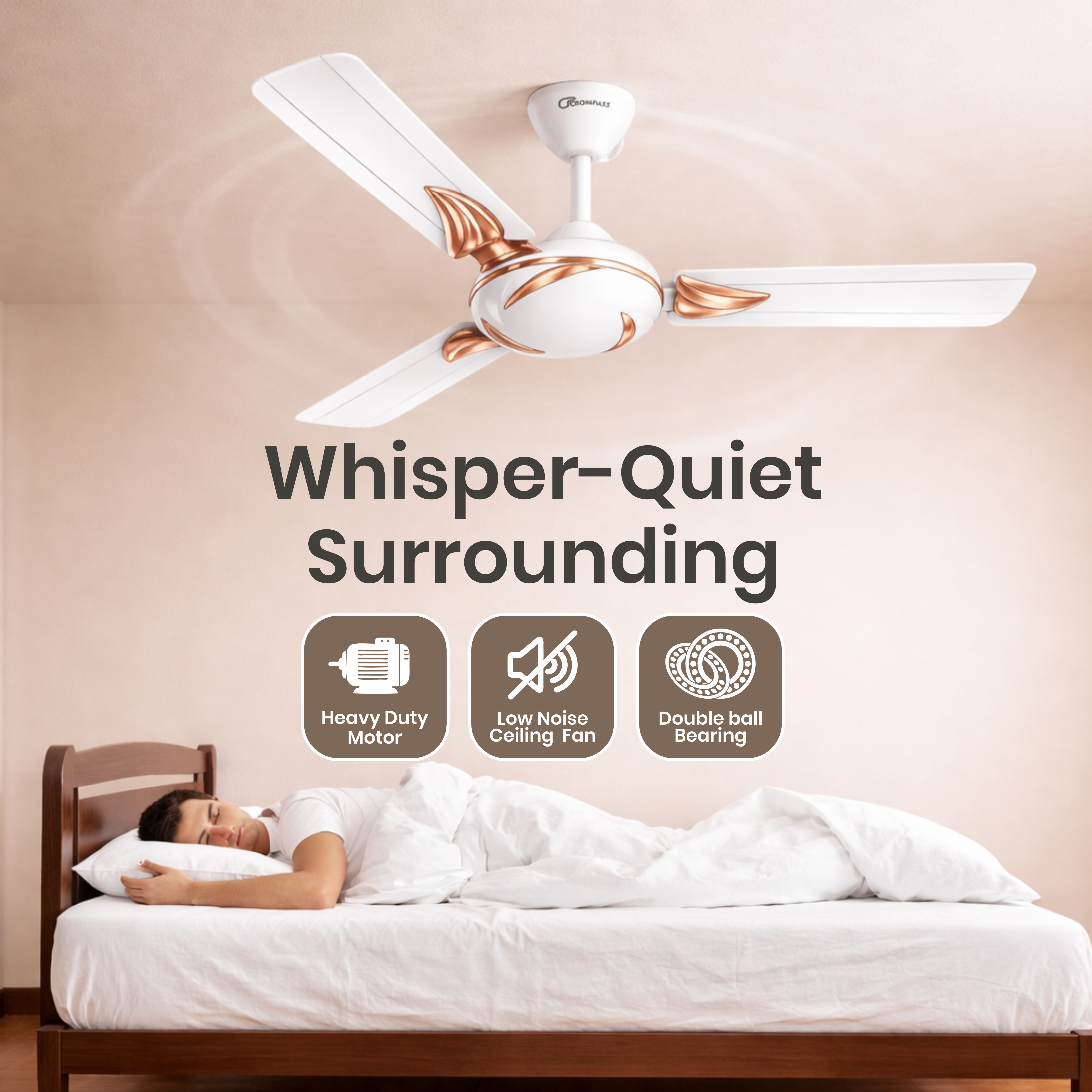 Crompass Durable Ceiling Fan with Stable Rotation & Superior Air Circulation