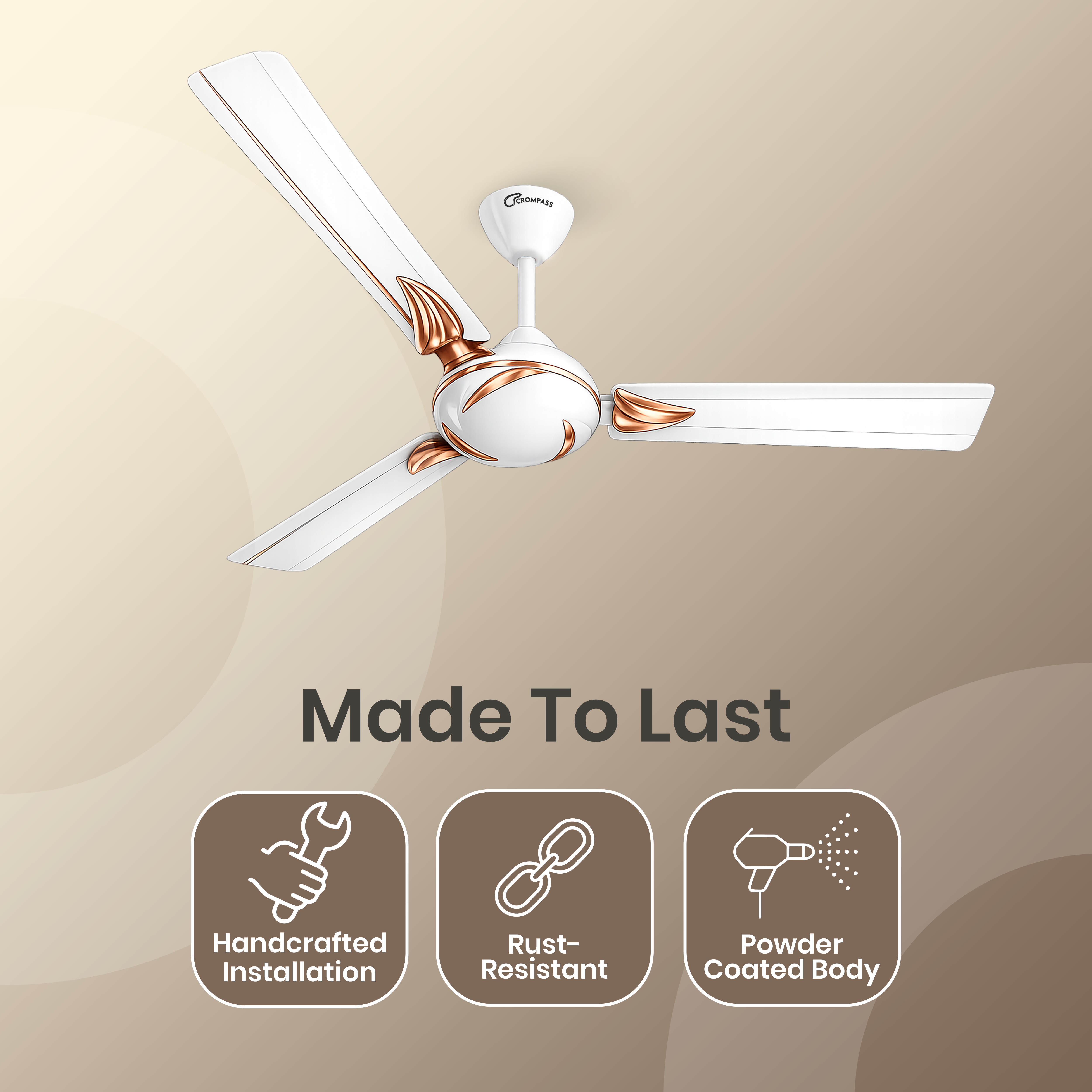 Crompass Durable Ceiling Fan with Stable Rotation & Superior Air Circulation