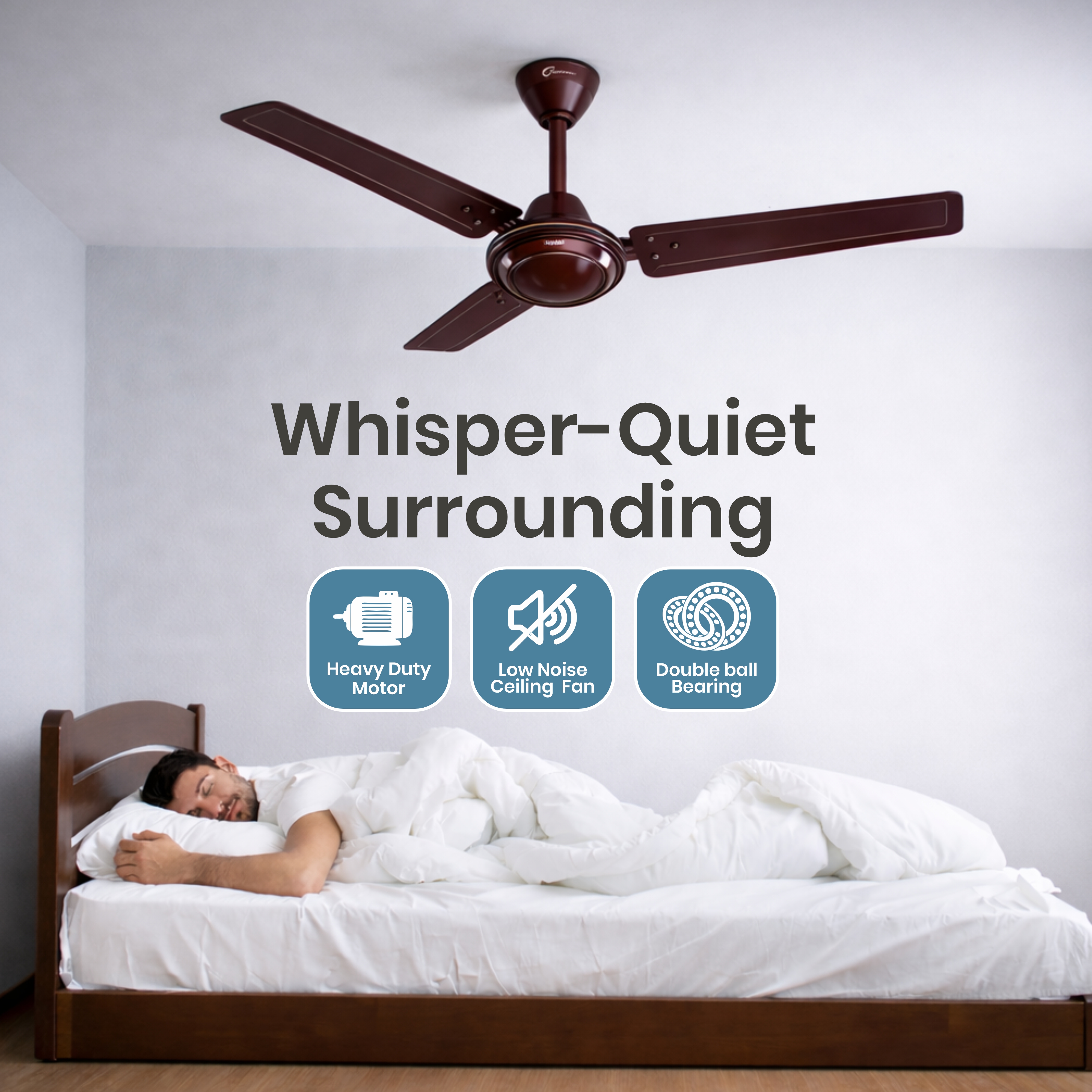 Crompass Modern Ceiling Fan with Double Ball Bearing Technology & Elegant Finish