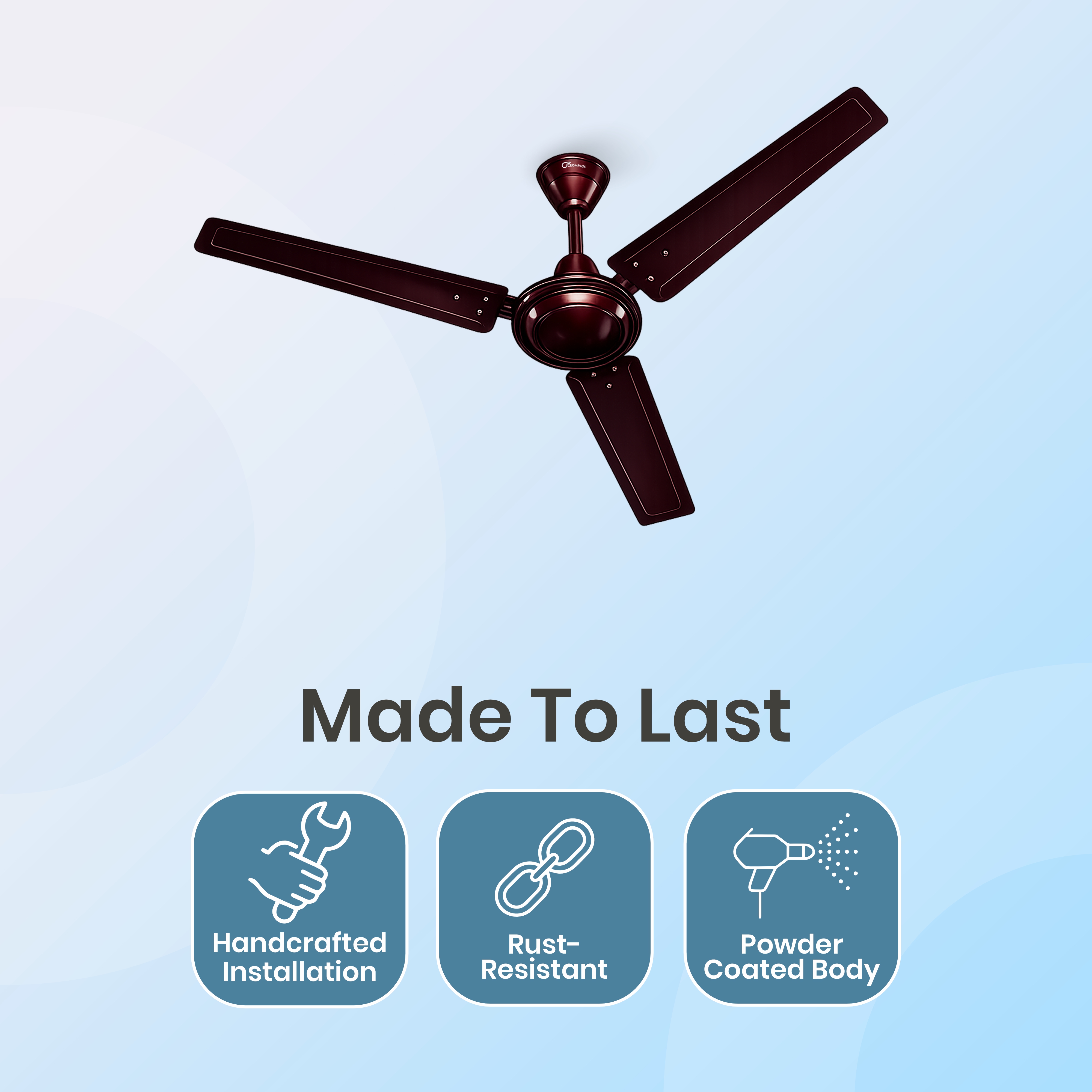 Crompass Modern Ceiling Fan with Double Ball Bearing Technology & Elegant Finish